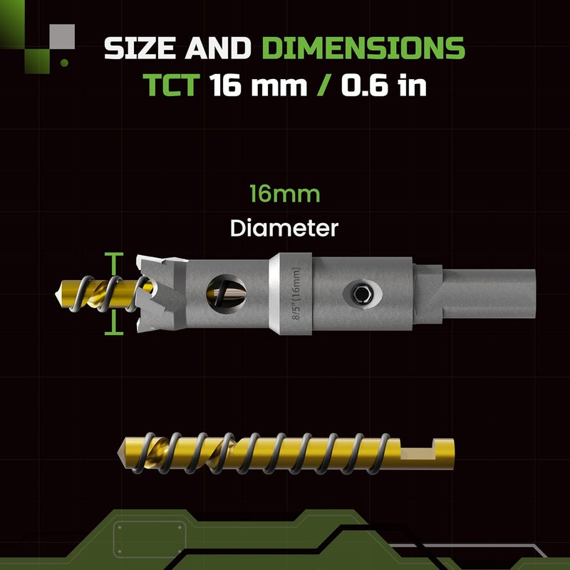 Staten tools Tungsten Carbide Hole Saw 5/8" (16mm) Heavy Duty Metal Cutting Bit for Stainless Steel and Hard Metals Sharp Durable Design for Smooth Precision Cuts Long Lasting Performance 1 Pc - Image 2